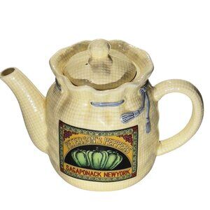 Vintage Petersons Peppers Ceramic Teapot With Lid